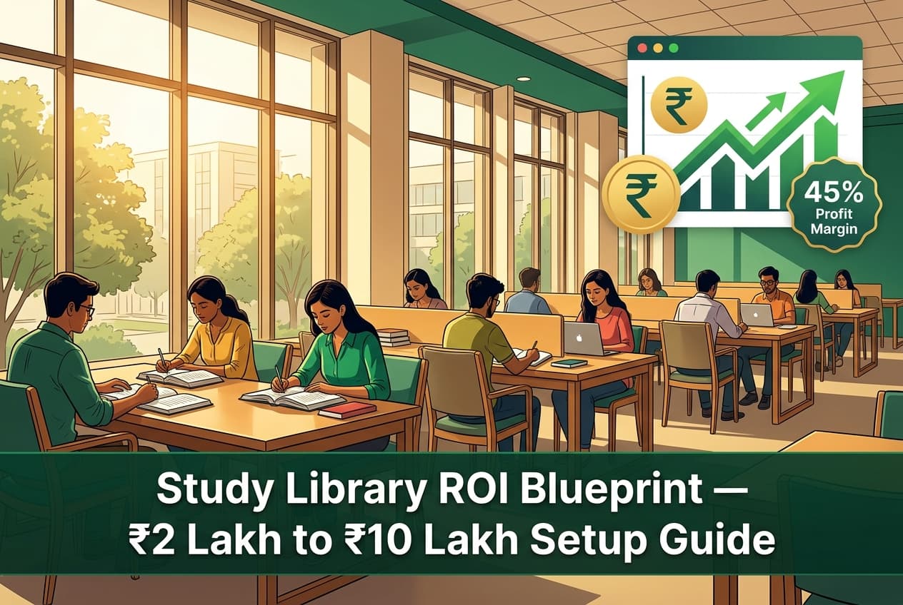 How to Start a Profitable Study Library Business in India: 50-Seat to 200-Seat Capital Cost, Monthly Revenue & ROI Blueprint